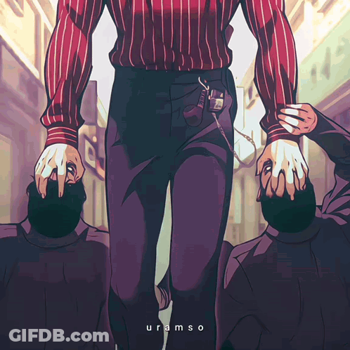 Man Holding Another Man's Head Saying Uramso GIF