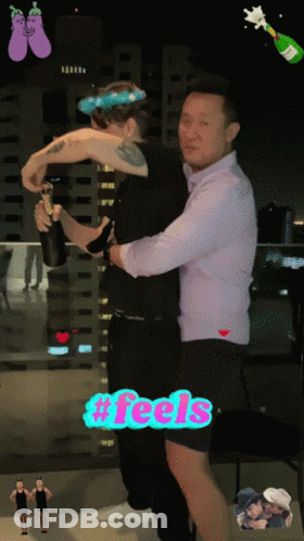 Man Holding Another Man With Champagne #Feels GIF