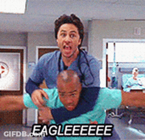 Man Holding Another Man With Eagleeeee Text GIF