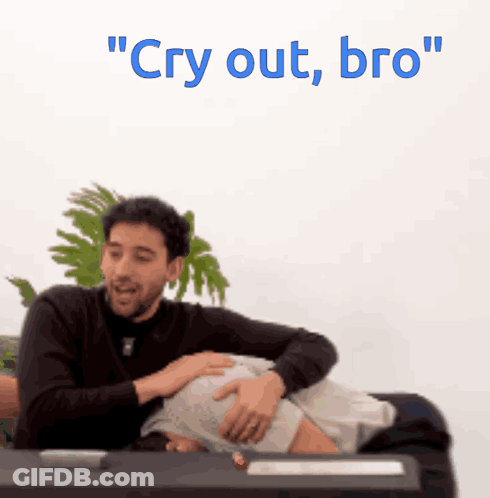 Man Holding Baby Cry Out Bro GIF