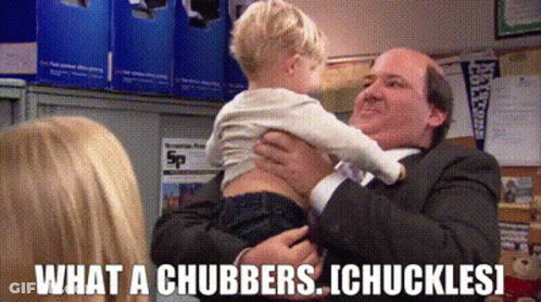 Man Holding Baby Saying What A Chubbers GIF