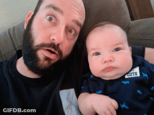 Man Holding Baby Wearing Cute Shirt GIF