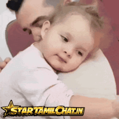 Man Holding Baby With Star Tamilchat.in Logo GIF