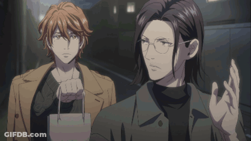 Man Holding Bag Next To Man With Glasses GIF