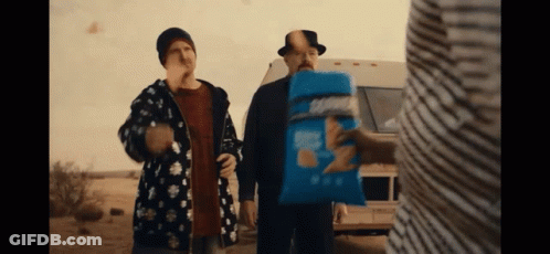 Man Holding Bag Of Chips With Two Others GIF