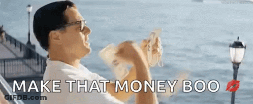 Man Holding Bag Of Money Says Make That Money Boo GIF