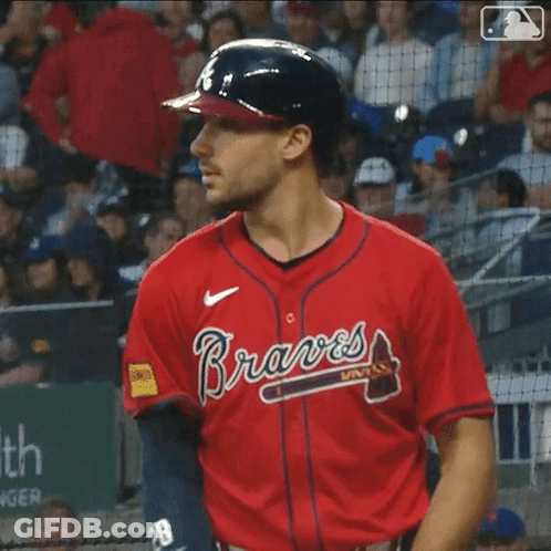 Man Holding Baseball Bat Braves Jersey GIF