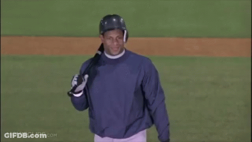 Man Holding Baseball Bat Waving GIF