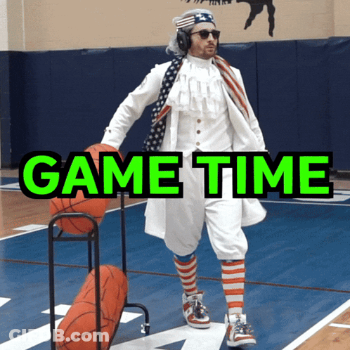 Man Holding Basketball Game Time GIF