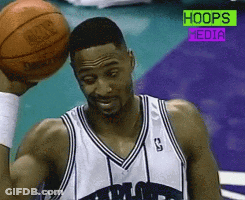 Man Holding Basketball Saying Hoops GIF