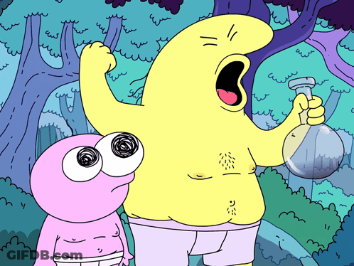 Man Holding Beaker And Man With Big Eyes GIF