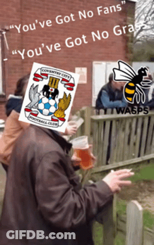 Man Holding Beer And Coventry City Sign GIF