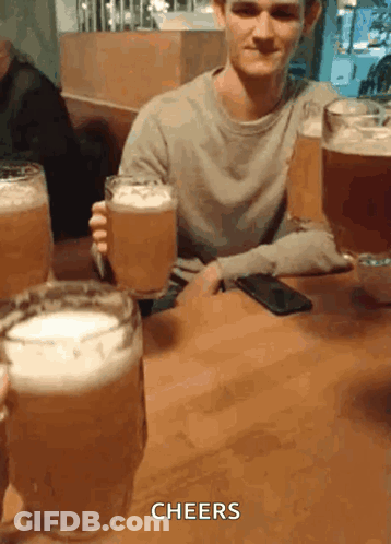 Man Holding Beer Cheers GIF