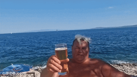 Man Holding Beer Glass By Pepsi Umbrella GIF