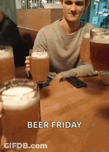 Man Holding Beer Saying Beer Friday GIF