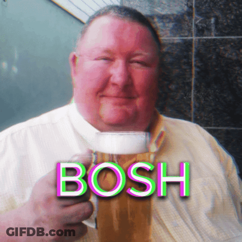 Man Holding Beer Saying Bosh GIF