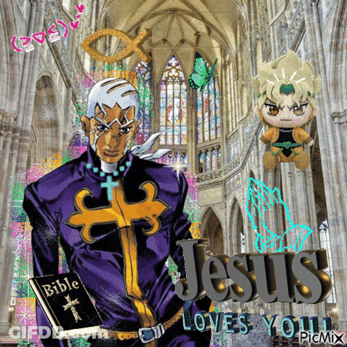 Man Holding Bible Saying Jesus Loves You GIF
