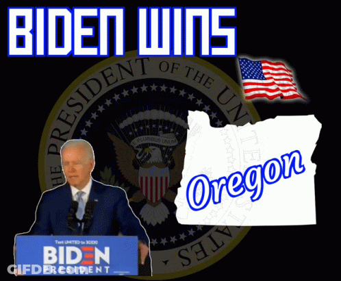 Man Holding Biden Sign Before Presidential Seal GIF