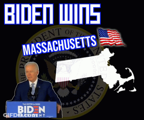 Man Holding Biden Sign In Front Of Presidential Seal GIF