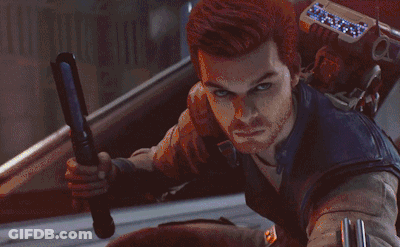 Man Holding Blue Lightsaber GIF