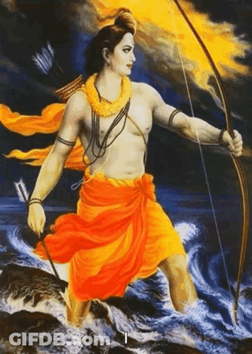 Man Holding Bow And Arrow In Water GIF