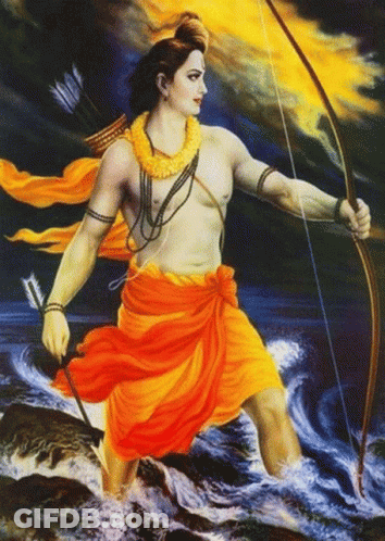 Man Holding Bow And Arrow In Water GIF