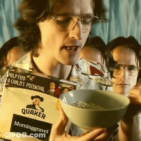 Man Holding Bowl Of Quaker Oatmeal GIF