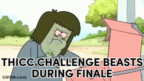 Man Holding Box Thicc Challenge Beasts During Finale GIF