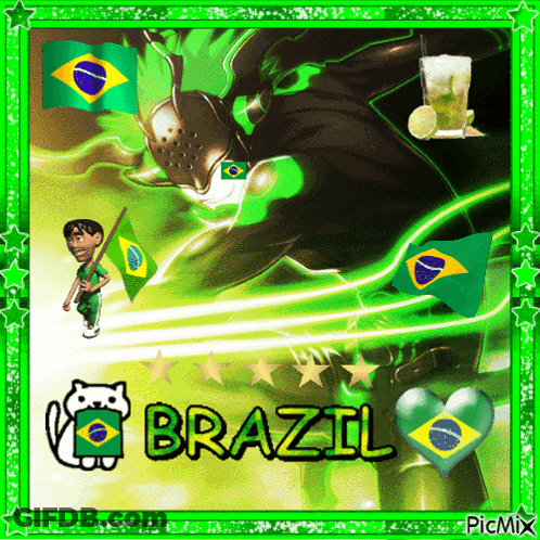 Man Holding Brazil Flag GIF