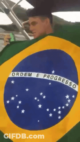 Man Holding Brazilian Flag Ordem E Progresso GIF