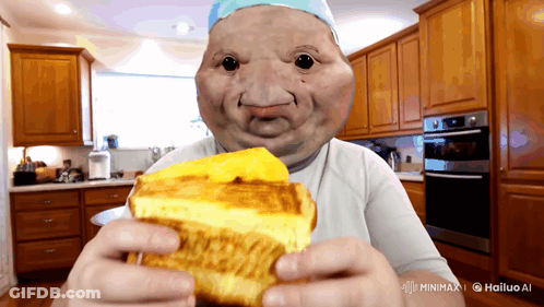 Man Holding Bread Slice With Minimx Hailuo Ai GIF