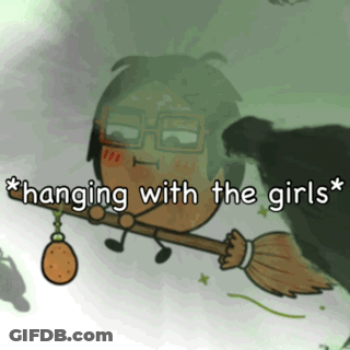 Man Holding Broom Hanging With The Girls GIF