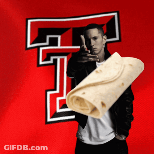 Man Holding Burrito In Front Of Red T-Shirt GIF