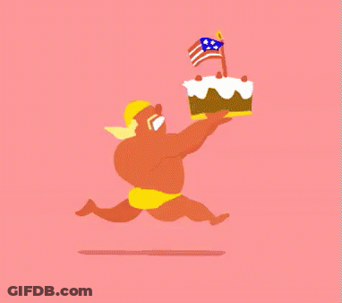 Man Holding Cake With American Flag GIF