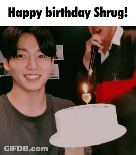Man Holding Cake With Candle Happy Birthday Shrug GIF