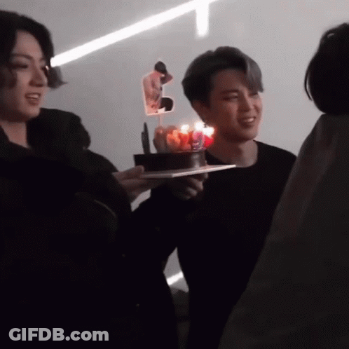 Man Holding Cake With Candles And Jimin Picture GIF