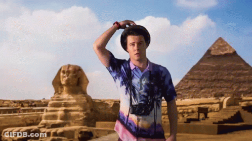 Man Holding Camera At Pyramids GIF