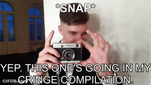 Man Holding Camera Snap Cringe Compilation GIF