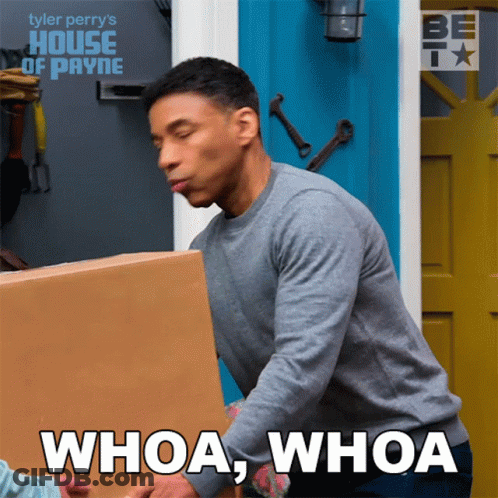 Man Holding Cardboard Box Saying Whoa Whoa GIF