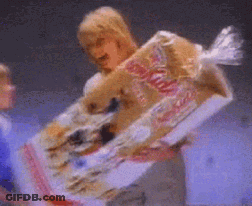Man Holding Cardboard Horse Box GIF
