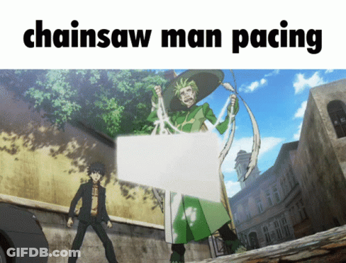 Man Holding Chainsaw Man Sign GIF