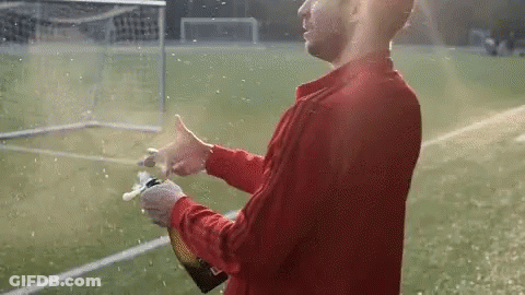 Man Holding Champagne On Soccer Field GIF