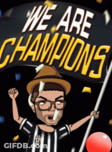 Man Holding Champions Banner GIF