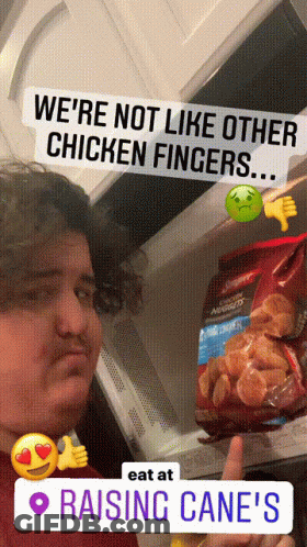 Man Holding Chicken Fingers We're Not Like Other Chicken Fingers GIF