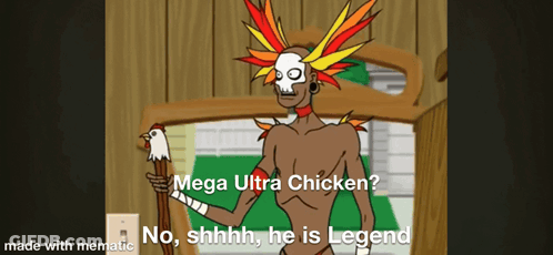 Man Holding Chicken Says Mega Ultra Chicken No Shhh He Is Legend GIF