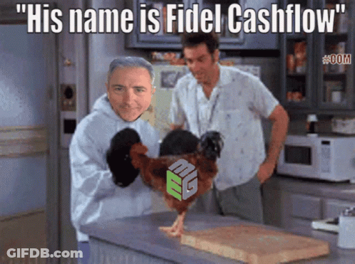 Man Holding Chicken With Fidel Cashflow GIF