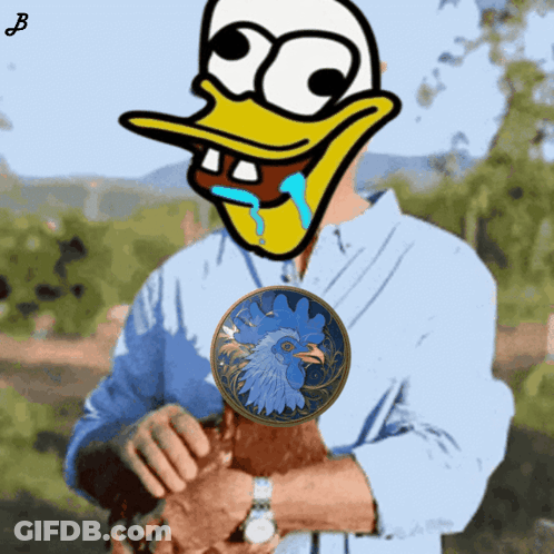 Man Holding Chicken With Letter B GIF