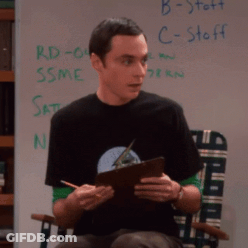 Man Holding Clipboard In Front Of Whiteboard Saying B-Stoff GIF