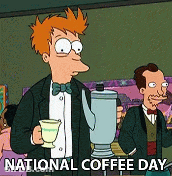 Man Holding Coffee And Blender National Coffee Day GIF