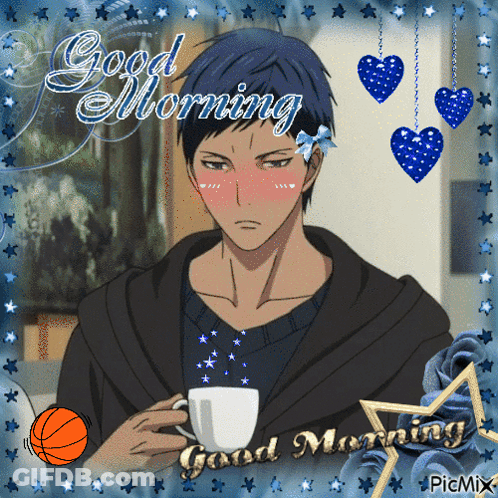 Man Holding Coffee Cup Saying Good Morning GIF